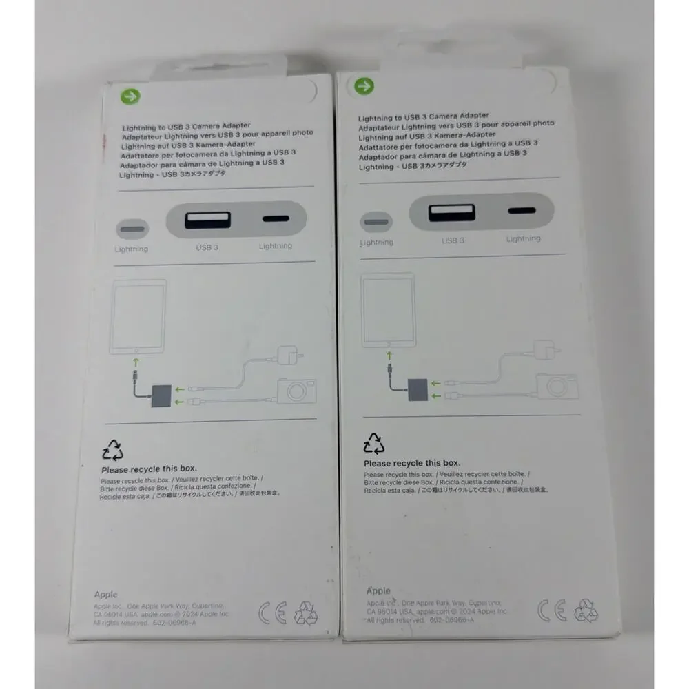 Apple Lightning Digital AV and USB 3 Camera Adapter 2x Lot A1619 A1438 Apple OEM
